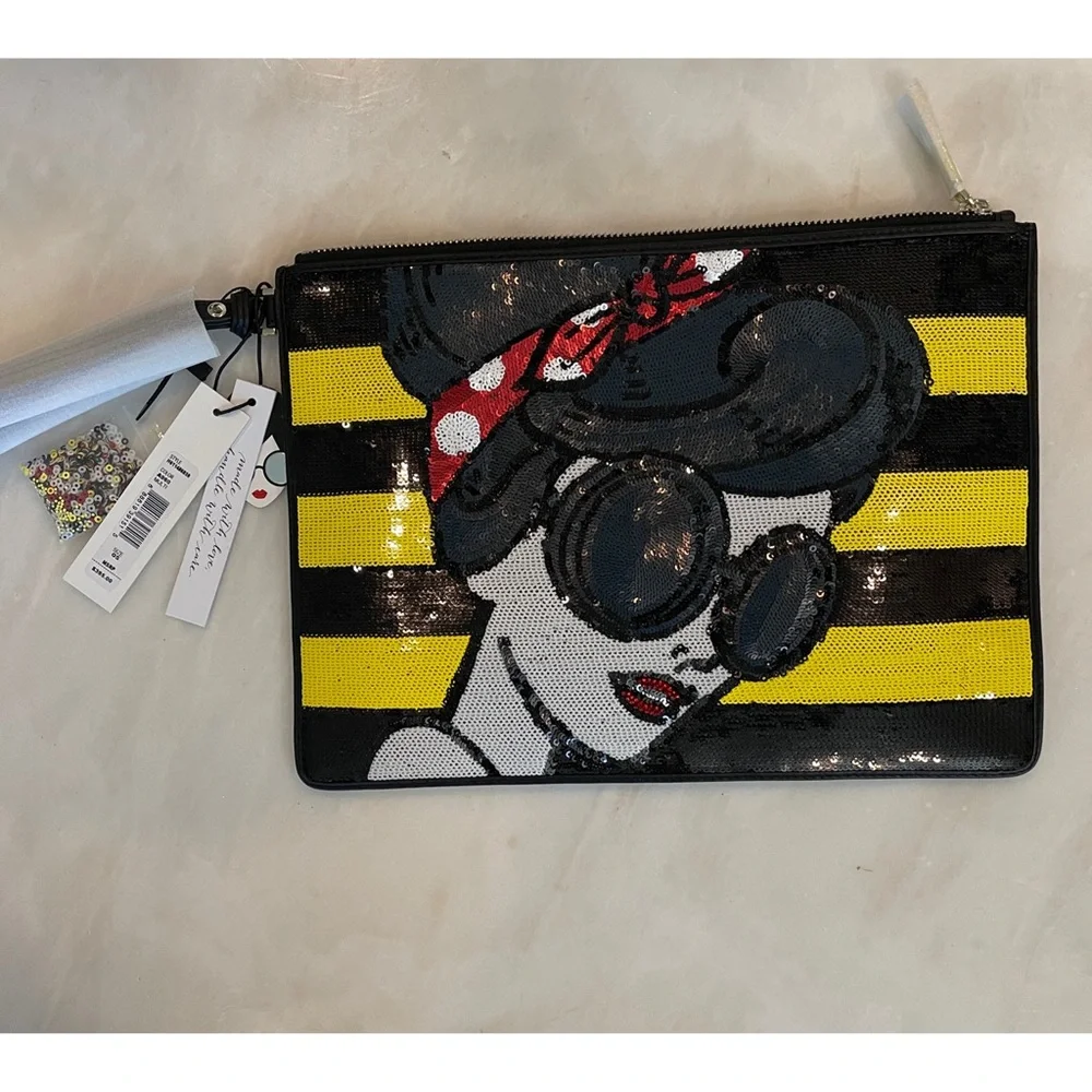 Alice+Olivia Stace Face Large Zip Pouch w/ Multicolor Wristlet NWT Pristine